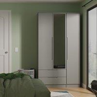 Ready Assembled 2 U Lucca Tall 2 Drawer Tiple Mirror Wardrobe (Ready Assembled) in Dark Grey | Size: Large