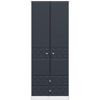 Ready Assembled 2 U Memphis 2 Door Robe 2 Drawer Robe (Ready Assembled) in Dark Blue | Size: Large
