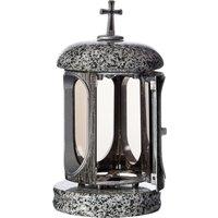 Novecrafto Round Granite Memorial Lantern Grave Ornaments for Garden or Cemetery in Grey
