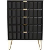 Ready Assembled 2 U Metro 5 Drawer Chest (Ready Assembled) in True Black | Size: Large