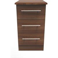 Ready Assembled 2 U Carlton 3 Drawer Bedside Cabinet (Ready Assembled) in Walnut | Size: Small