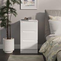 Ready Assembled 2 U Lucca 3 Drawer Bedside (Ready Assembled) in White | Size: Small