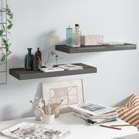 Berkfield Home Floating Wall Shelves 2 pcs High Gloss Grey 60x23.5x3.8 cm MDF