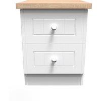 Ready Assembled 2 U Norton 2 Drawer Bedside Cabinet (Ready Assembled) in White | Size: Small