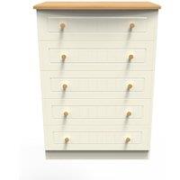 Ready Assembled 2 U Lancaster 5 Drawer Chest (Ready Assembled) in Cream