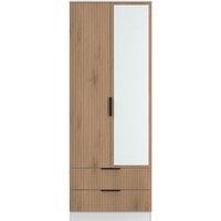 Ready Assembled 2 U Crete Tall 2 Door 2drw Mirrored Robe (Ready Assembled) in White | Size: Large