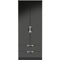 Ready Assembled 2 U Holborn 2 Door 2 Drawer Wardrobe (Ready Assembled) in Black | Size: Large