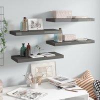 Berkfield Home Floating Wall Shelves 4 pcs High Gloss Grey 60x23.5x3.8 cm MDF