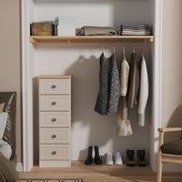 Ready Assembled 2 U Surrey 5 Drawer Bedside Cabinet (Ready Assembled) in Taupe | Size: Medium