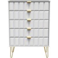 Ready Assembled 2 U Metro 5 Drawer Chest (Ready Assembled) in White | Size: Large