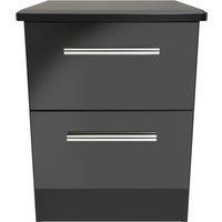 Ready Assembled 2 U Harrow 2 Drawer Bedside Cabinet (Ready Assembled) in Black | Size: Small