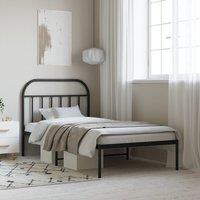 Berkfield Home Metal Bed Frame with Headboard Black 100x200 cm