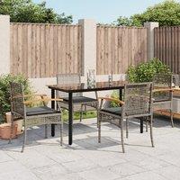 Berkfield Home 5 Piece Garden Dining Set with Cushions Grey Poly Rattan