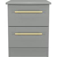 Ready Assembled 2 U Norton 2 Drawer Bedside Cabinet (Ready Assembled) in Dark Grey | Size: Small