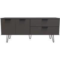 Ready Assembled 2 U Fuji 2 Drawer 2 Door Wide Sideboard (Ready Assembled) in Dark Grey | Size: Large
