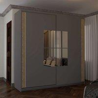 Modern Double Sliding Wardrobe with LED Light W150cm x H217cm x D62cm