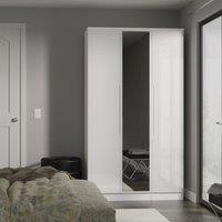 Ready Assembled 2 U Lucca Tall Triple Mirror Wardrobe (Ready Assembled) in White | Size: Large
