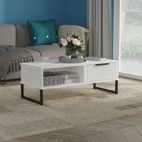 Ready Assembled 2 U Menai 1 Drawer Coffee Table (Ready Assembled) in White | Size: Medium