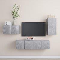 Berkfield Home 4 Piece TV Cabinet Set Concrete Grey Engineered Wood