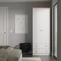 Ready Assembled 2 U Cumbria Tall 2 Drawer Double Wardrobe (Ready Assembled) in White | Size: Large