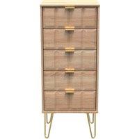 Ready Assembled 2 U Metro 5 Drawer Tallboy (Ready Assembled) in Light Oak | Size: Medium