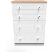 Ready Assembled 2 U Norton 4 Drawer Deep Chest (Ready Assembled) in White | Size: Medium