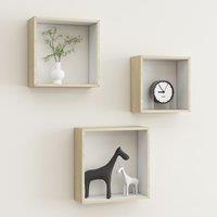 Berkfield Home Wall Cube Shelves 3 pcs White & Sonoma Oak