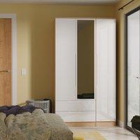 Ready Assembled 2 U Lucca Tall 2 Drawer Tiple Mirror Wardrobe (Ready Assembled) in Light Oak | Size: Large
