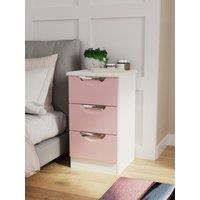 Ready Assembled 2 U Holborn 3 Drawer Bedside (Ready Assembled) in Dusty Pink | Size: Small
