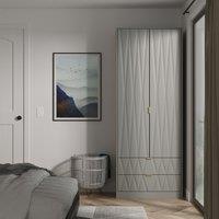 Ready Assembled 2 U Washington 2 Door Robe 2 Drawer Robe (Ready Assembled) in Grey | Size: Large