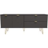 Ready Assembled 2 U Fuji 2 Drawer 2 Door Wide Sideboard (Ready Assembled) in Dark Grey | Size: Large