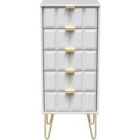 Ready Assembled 2 U Metro 5 Drawer Tallboy (Ready Assembled) in White | Size: Medium