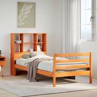 Bookcase Bed without Mattress Wax Brown 100x200 cm Solid Wood