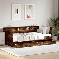Berkfield Home Daybed with Drawers without Mattress Smoked Oak 90x190 cm Single in Brown