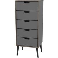 Ready Assembled 2 U Taiwan 5 Drawer Bedside (Ready Assembled) in Dark Grey | Size: Medium