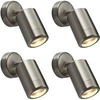 Loops 4 PACK Adjustable IP65 Wall Spotlight - 7W LED GU10 - Brushed Stainless Steel in Metallics