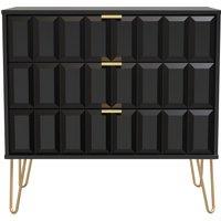 Ready Assembled 2 U Metro 3 Drawer Chest (Ready Assembled) in True Black | Size: Medium
