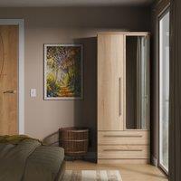 Ready Assembled 2 U Carlton 2 Door 2 Drawer Mirrored Robe (Ready Assembled) in Light Oak | Size: Large