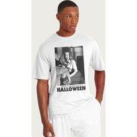 Halloween Men's Laurie Strode Hiding From Michael T-Shirt in White | Size: Large