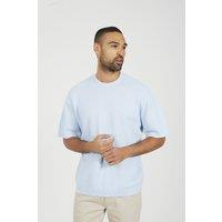Brave Soul Men's Short Sleeve Knitted T-Shirt in Light Blue | Size: Large