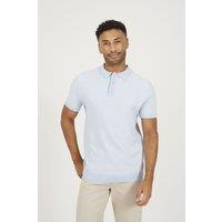 Brave Soul Men's Jacquard Polo Shirt in Light Blue | Size: XL