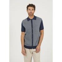 Brave Soul Men's Knitted Short Sleeve Shirt in Navy | Size: Medium