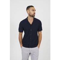 Brave Soul Men's Knitted Short Sleeve Shirt in Navy | Size: XL