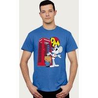 Danger Mouse Men's Red Telephone Box T-Shirt in Royal | Size: Large