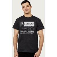 Betamax Men's White B Logo L 750 Video Cassette T-Shirt in Black | Size: 2XL