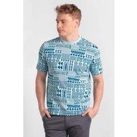 Enorsia Men's Mens Geometric Printed T-Shirt in Blue | Size: XL