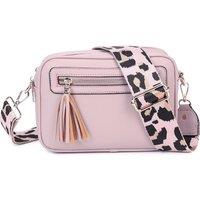 Fontanella Fashion Women's Tassel Zip Crossbody Bag with Canvas Strap in Pink