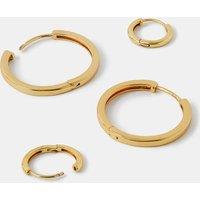 Accessorize Women's 2-Pack 14ct Gold-Plated Hoop Earrings in Gold