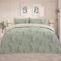 OHS Duvet Cover Set Willow Quilt Reversible Bedding in Pale Green | Size: Super King