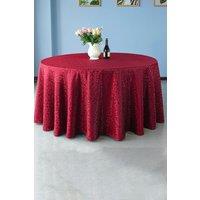 Neel Blue 120" Round Damask Tablecloth, Swirl Pattern Table Cover in Red